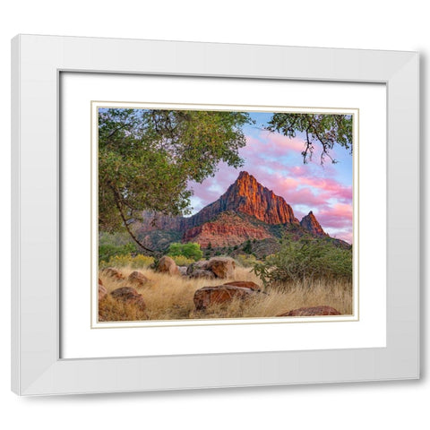 The Watchman-Zion National Park-Utah-USA White Modern Wood Framed Art Print with Double Matting by Fitzharris, Tim