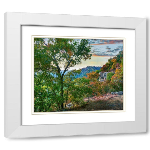 White Rock Mountain Sunset White Modern Wood Framed Art Print with Double Matting by Fitzharris, Tim