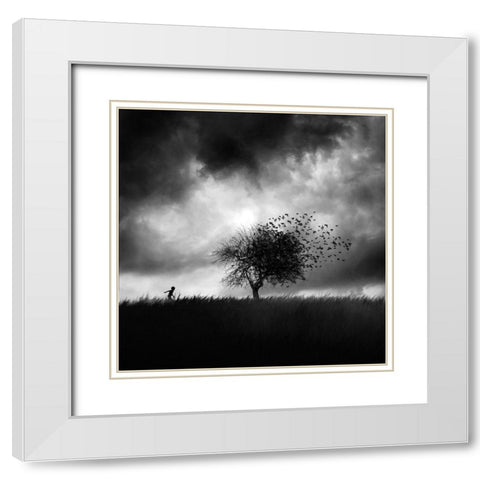 Printemps Perdu White Modern Wood Framed Art Print with Double Matting by Del Grosso, Sebastien