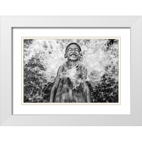 feel the awesome river water White Modern Wood Framed Art Print with Double Matting by Perwiranegara, Bayu