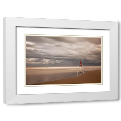 Red White Modern Wood Framed Art Print with Double Matting by Della Latta, Massimo