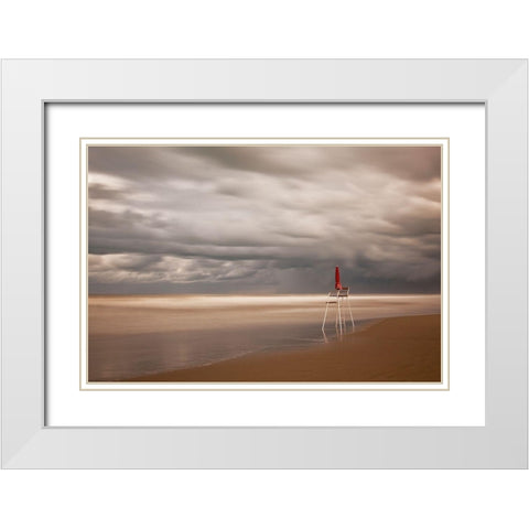 Red White Modern Wood Framed Art Print with Double Matting by Della Latta, Massimo