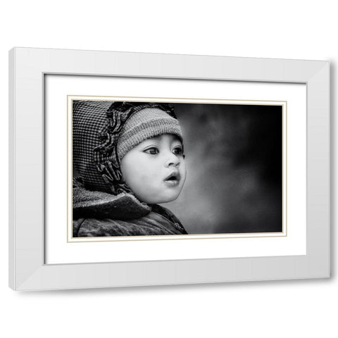 the kid from Sarangkot White Modern Wood Framed Art Print with Double Matting by Flour, Piet