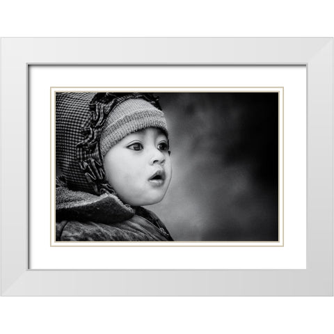 the kid from Sarangkot White Modern Wood Framed Art Print with Double Matting by Flour, Piet