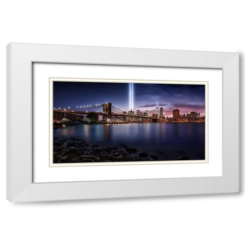 Unforgettable 9 11 White Modern Wood Framed Art Print with Double Matting by De La, Javier