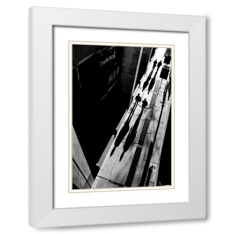 Queen Street White Modern Wood Framed Art Print with Double Matting by Wang, Jian