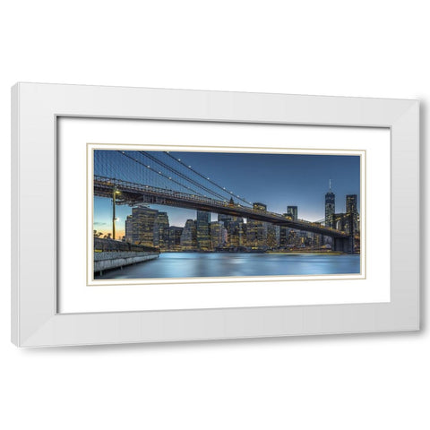 New York  Blue Hour over Manhattan White Modern Wood Framed Art Print with Double Matting by Jurek, Michael