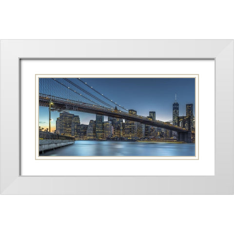 New York  Blue Hour over Manhattan White Modern Wood Framed Art Print with Double Matting by Jurek, Michael