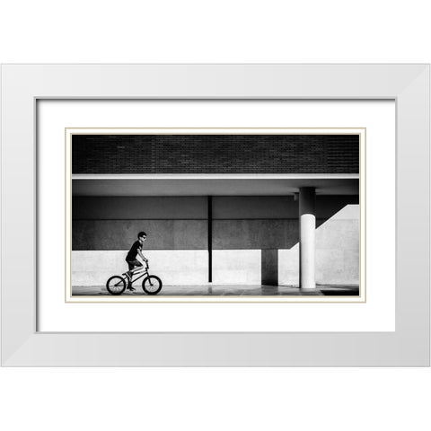 shades of gray White Modern Wood Framed Art Print with Double Matting by Castro, Joao