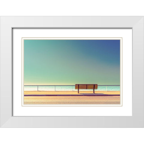 The Bench White Modern Wood Framed Art Print with Double Matting by Bratkovic, Arnaud