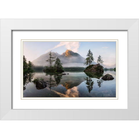 Natures Awakening White Modern Wood Framed Art Print with Double Matting by Gastager, Daniel