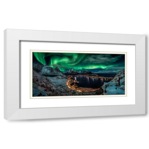 Chasing the Northern Lights White Modern Wood Framed Art Print with Double Matting by De La, Javier