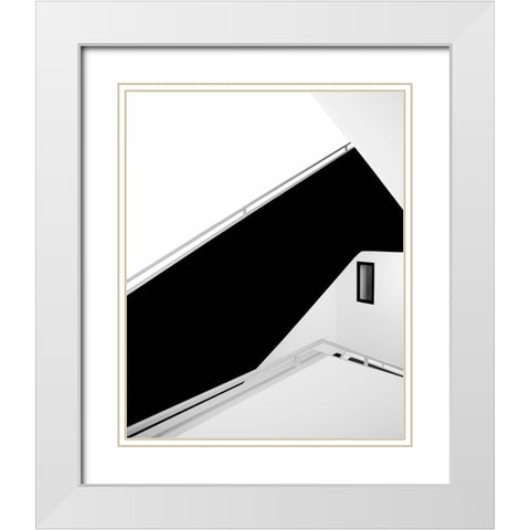 Stairs White Modern Wood Framed Art Print with Double Matting by Azevedo, Olavo