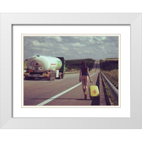The road White Modern Wood Framed Art Print with Double Matting by Croizet, Anri