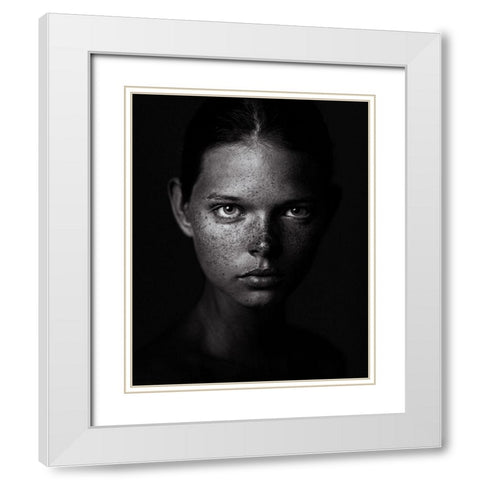 Untitled No 6458 White Modern Wood Framed Art Print with Double Matting by Rudoi, Danil