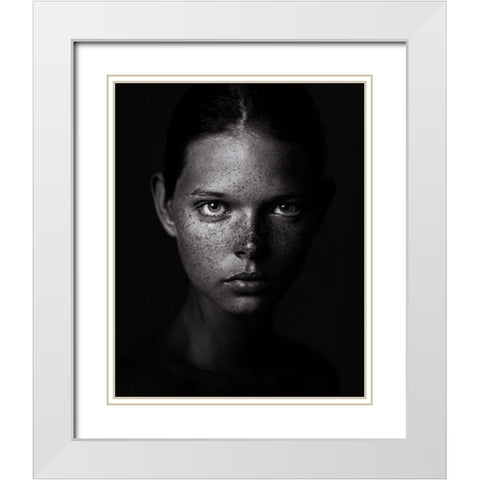 Untitled No 6458 White Modern Wood Framed Art Print with Double Matting by Rudoi, Danil