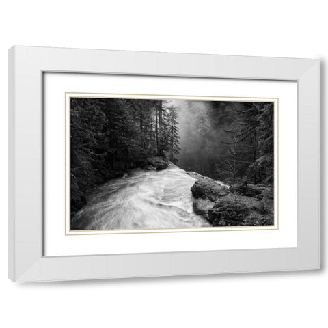 Over the Falls White Modern Wood Framed Art Print with Double Matting by K. Papp, James