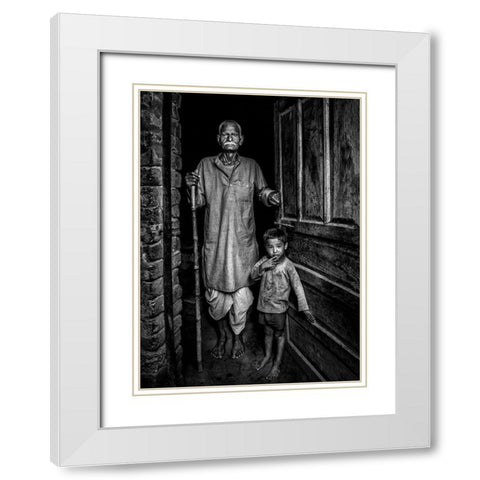 With Grandfather White Modern Wood Framed Art Print with Double Matting by Dhahi, Saeed