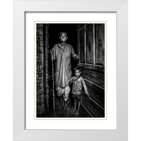 With Grandfather White Modern Wood Framed Art Print with Double Matting by Dhahi, Saeed