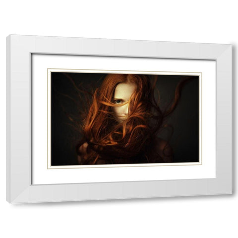 Untitled No 5391 White Modern Wood Framed Art Print with Double Matting by Ageev, Dmitry