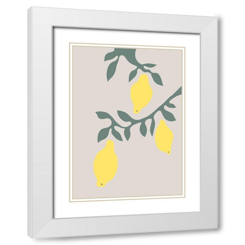Lemons White Modern Wood Framed Art Print with Double Matting by Artographie Studio