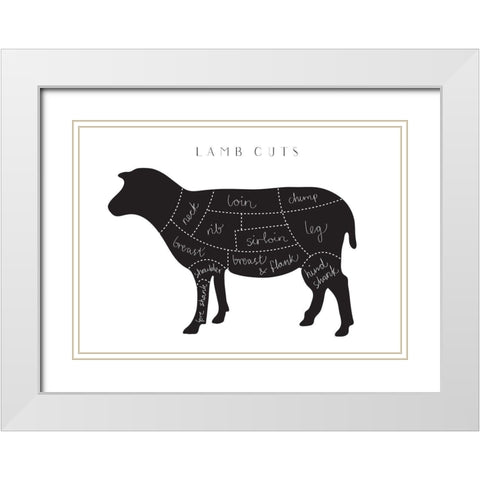 Lamb Cuts White Modern Wood Framed Art Print with Double Matting by Artographie Studio