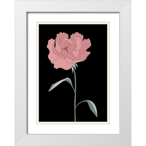 Peony 01 White Modern Wood Framed Art Print with Double Matting by Artographie Studio