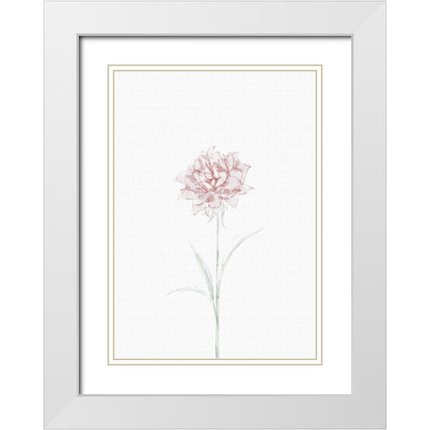 Peony 02 White Modern Wood Framed Art Print with Double Matting by Artographie Studio