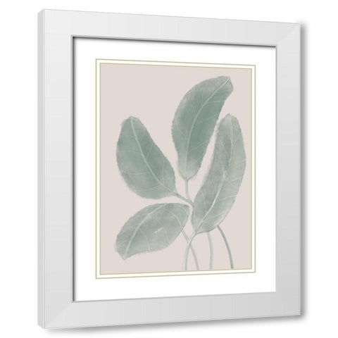 Leaves Watercolor White Modern Wood Framed Art Print with Double Matting by Artographie Studio