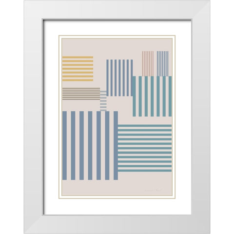 Squares White Modern Wood Framed Art Print with Double Matting by Artographie Studio