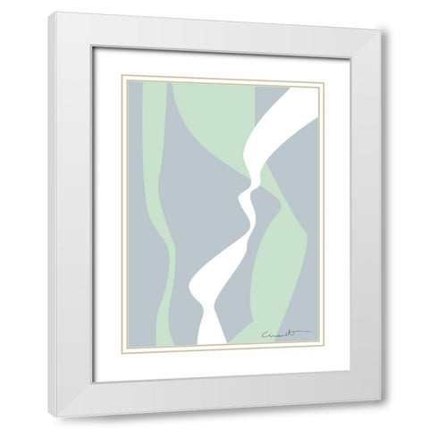 Wavy Tracks White Modern Wood Framed Art Print with Double Matting by Artographie Studio