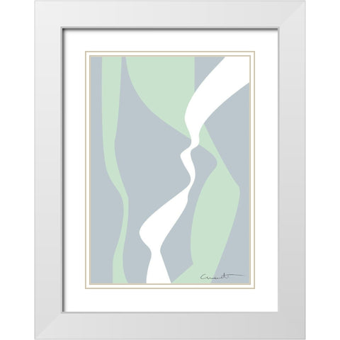 Wavy Tracks White Modern Wood Framed Art Print with Double Matting by Artographie Studio