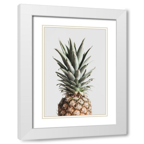 Pineapple Natural White Modern Wood Framed Art Print with Double Matting by Artographie Studio