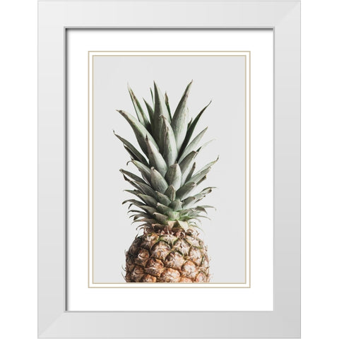 Pineapple Natural White Modern Wood Framed Art Print with Double Matting by Artographie Studio