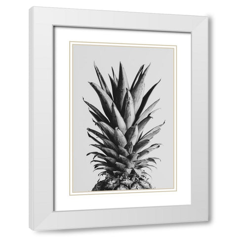 Pinapple Black a White 05 White Modern Wood Framed Art Print with Double Matting by Artographie Studio