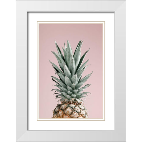 Pineapple Pink 02 White Modern Wood Framed Art Print with Double Matting by Artographie Studio