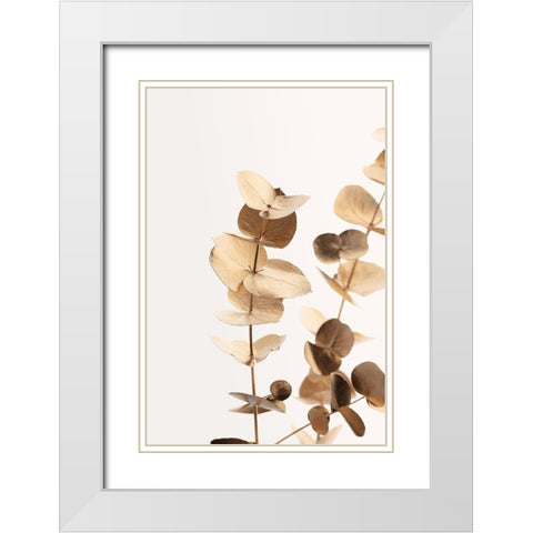 Eucalyptus Gold No 01 White Modern Wood Framed Art Print with Double Matting by Artographie Studio