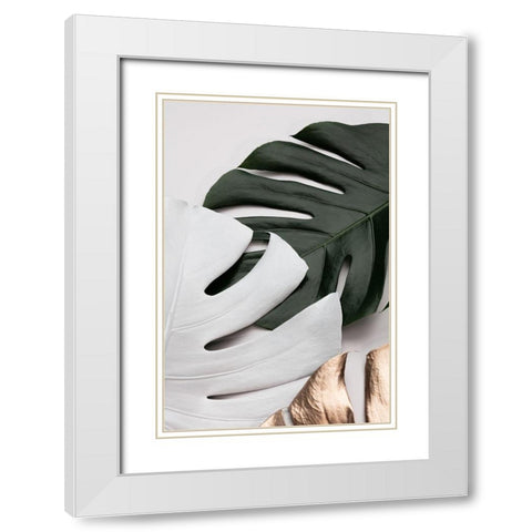 Monstera Colors 01 White Modern Wood Framed Art Print with Double Matting by Artographie Studio