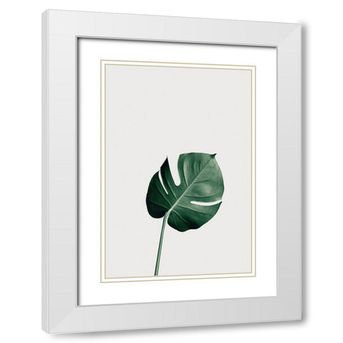 Monstera Natural 01 White Modern Wood Framed Art Print with Double Matting by Artographie Studio