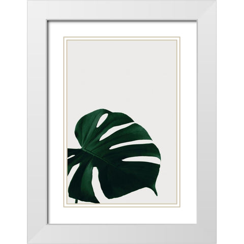 Monstera Natural 08 White Modern Wood Framed Art Print with Double Matting by Artographie Studio