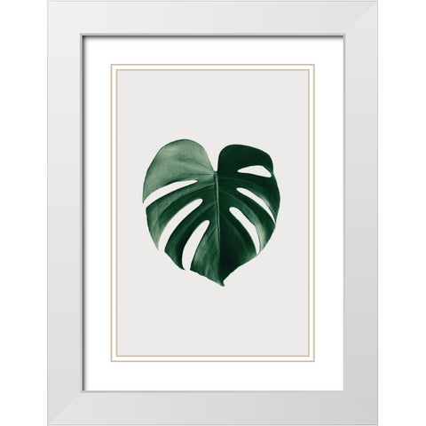 Monstera Natural 24 White Modern Wood Framed Art Print with Double Matting by Artographie Studio