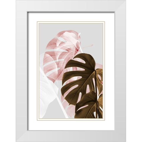 Monstera Creative 04 White Modern Wood Framed Art Print with Double Matting by Artographie Studio