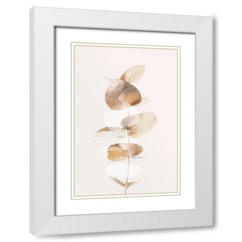 Eucalyptus Creative Gold 04 White Modern Wood Framed Art Print with Double Matting by Artographie Studio