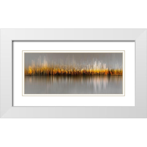 Dubai Skyline White Modern Wood Framed Art Print with Double Matting by Chiriaco, Carmine