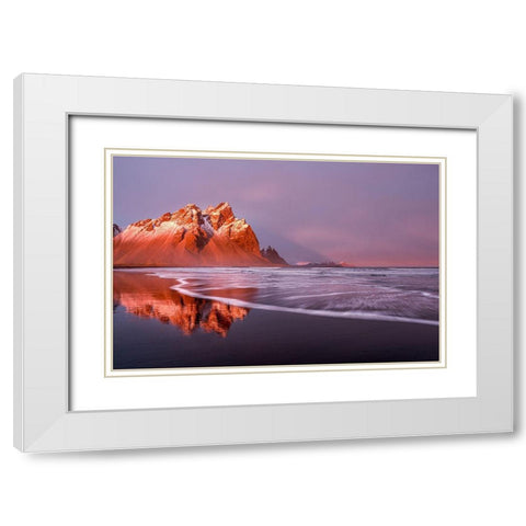 Purple wave White Modern Wood Framed Art Print with Double Matting by Groleau, Michel