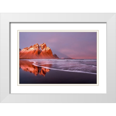 Purple wave White Modern Wood Framed Art Print with Double Matting by Groleau, Michel