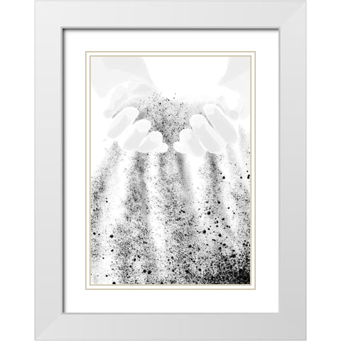 Hands Sand White Modern Wood Framed Art Print with Double Matting by Artographie Studio