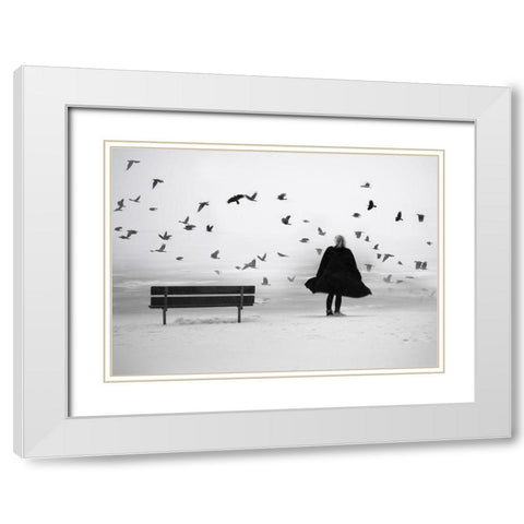 Enjoy Life White Modern Wood Framed Art Print with Double Matting by Stene, Grethe