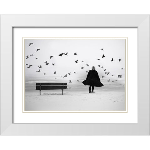 Enjoy Life White Modern Wood Framed Art Print with Double Matting by Stene, Grethe