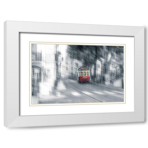 Lisboa White Modern Wood Framed Art Print with Double Matting by Reichelt, Dieter